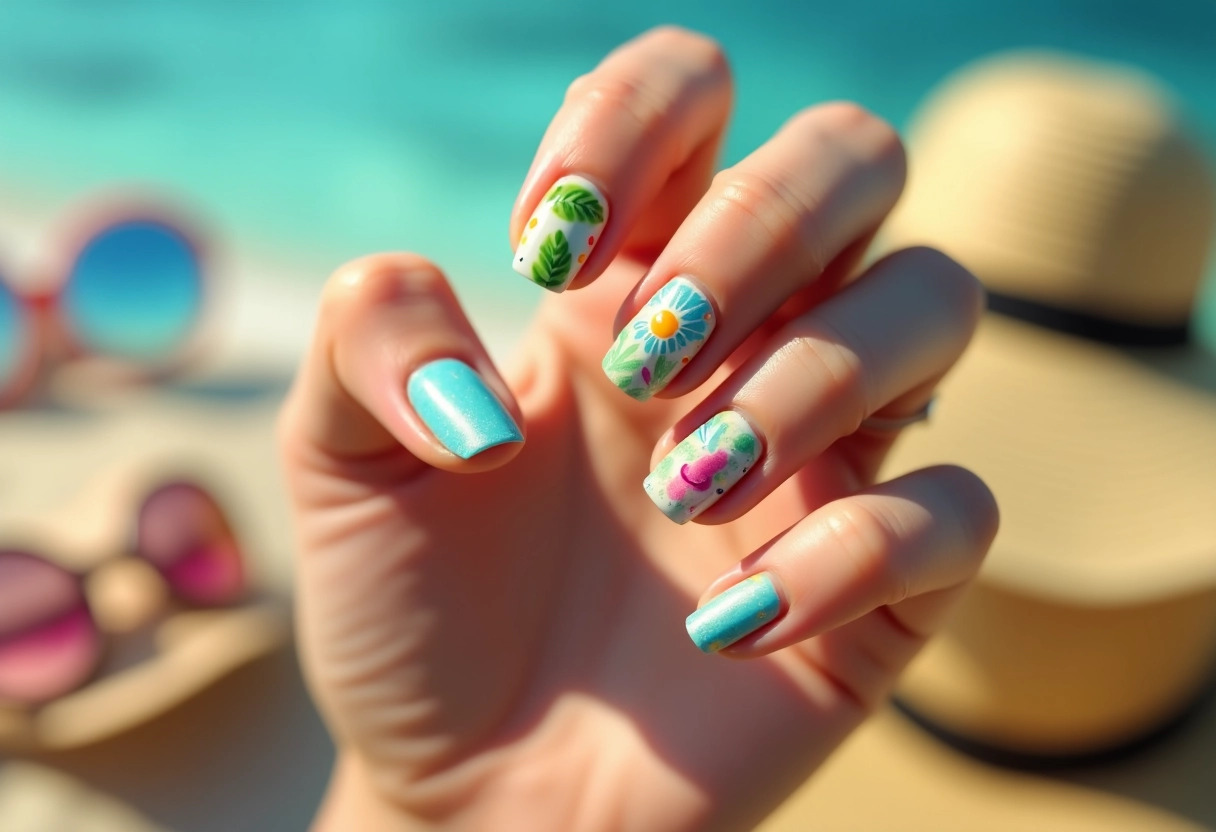 modèle ongle semi-permanent été : idées et créations originales -  nail art   summer